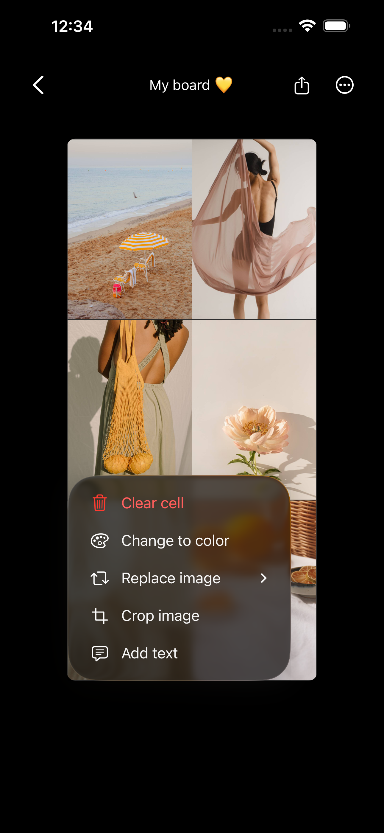 Adding images and affirmations to a vision board in Aethel